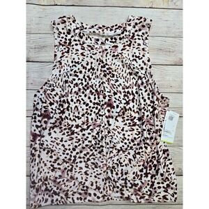 Old Navy Active Breathe On Women's Size Large Twist Hem Tank Top Pink Animal